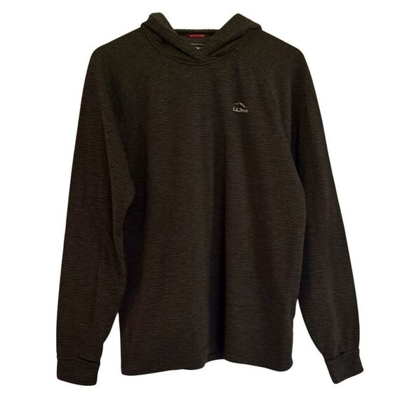 L.L. Bean grey hooded light polartec pullover sweater m - Picture 9 of 10